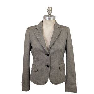 J. Crew Gray Herringbone Tailored Blazer - 100% Wool - Size 6